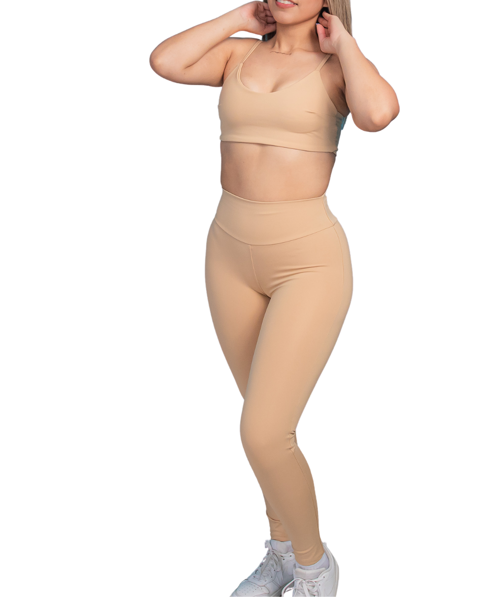 Conjunto ESSENZIALE Premium - Top + Leggings Push Up DeportivoUnitalla / Caqui