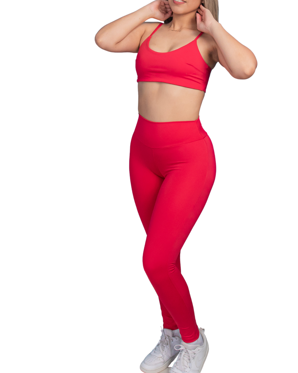 Conjunto ESSENZIALE Premium - Top + Leggings Push Up DeportivoUnitalla / Rojo